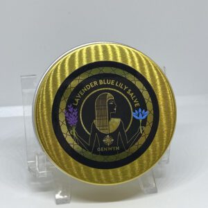 Gold tin of Lavender Blue Lily salve
