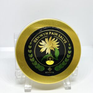 Gold tin labeled Genwyn Pain Salve